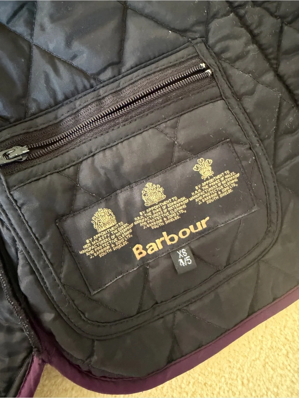 Barbour Quilted Kids Puffer Jacket in Plum - Picture 4 of 5